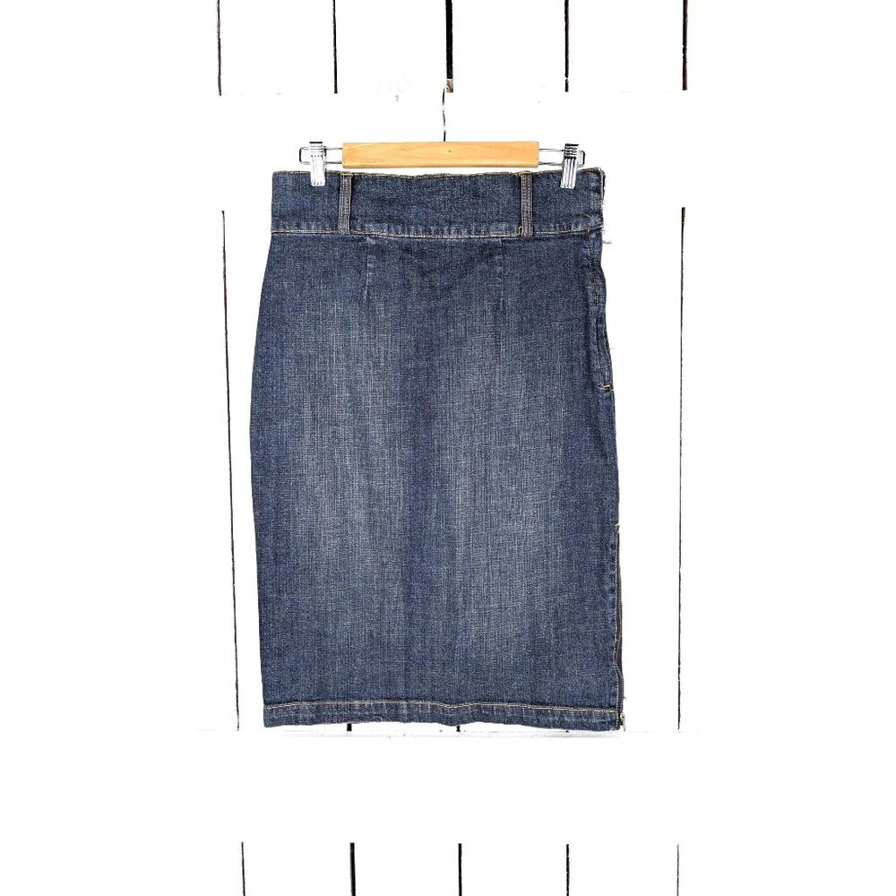 Vintage Bisou Bisou dark blue wash jean denim pencil skirt